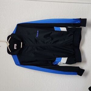 VINTAGE 80s Reebok Sport Black Blue Full Zip
